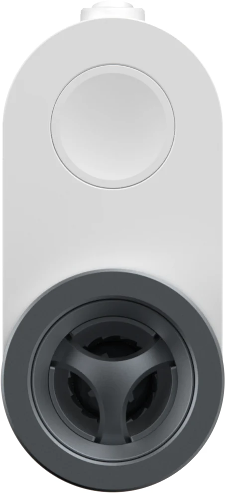 The grinder seen from above: the funnel opening and the start button.