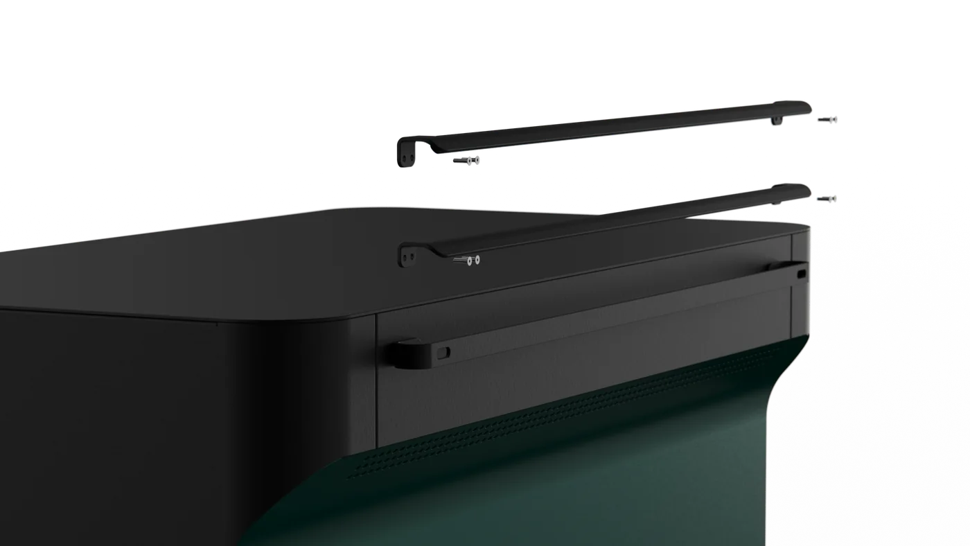 Three handle profiles studied side by side, from a full grip to a low-profile bar.