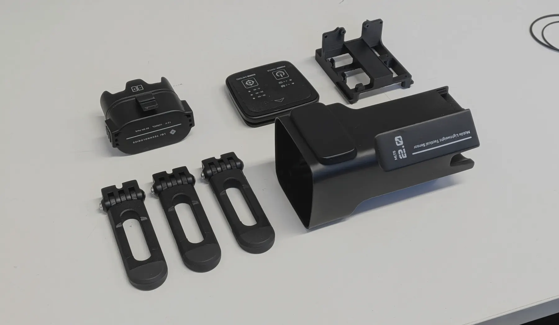 The same set of printed parts seen at an angle.